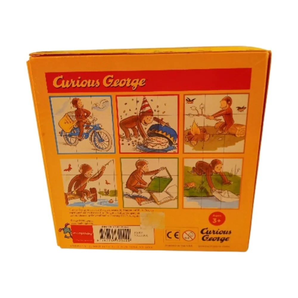 Curious George Block Puzzle 9 Cubes 6 Puzzles, Rare!